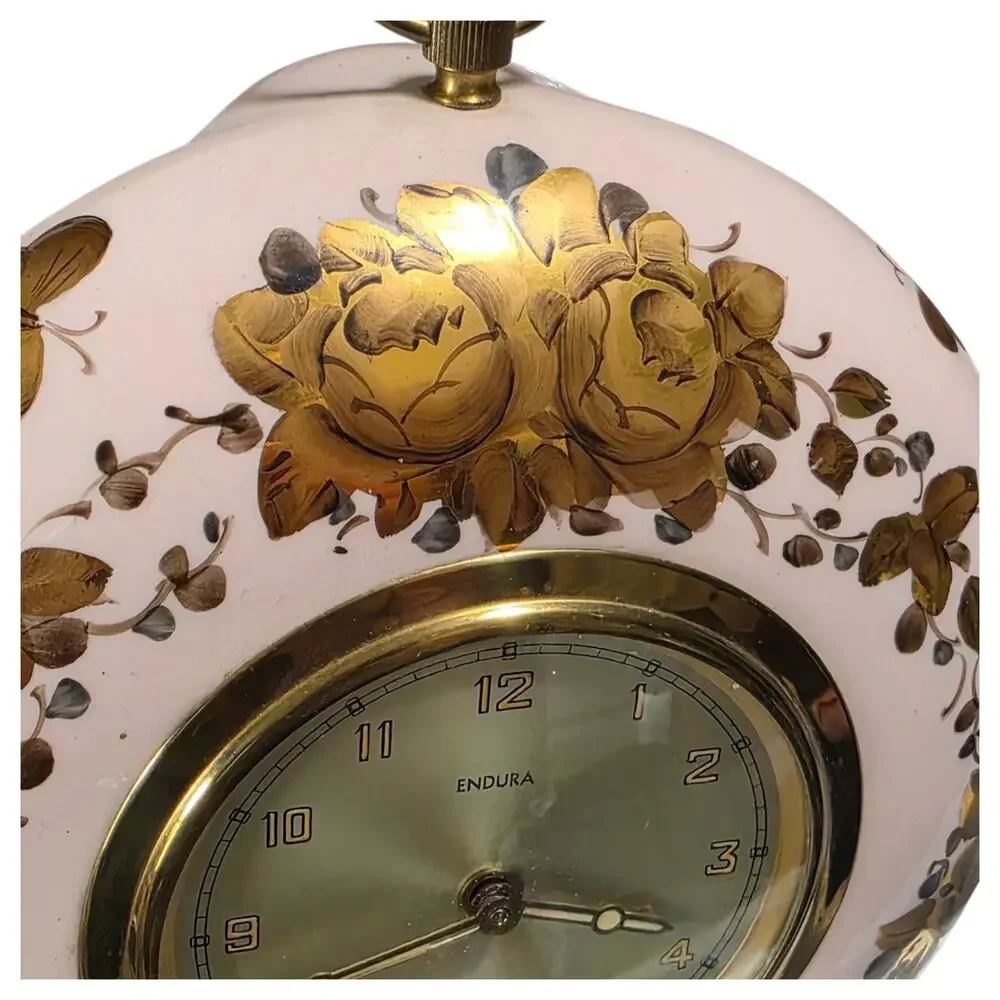 Vintage Endura 8 Day Clock Duverdrey Bloquel France 4 Jewel Pink Gold Repair